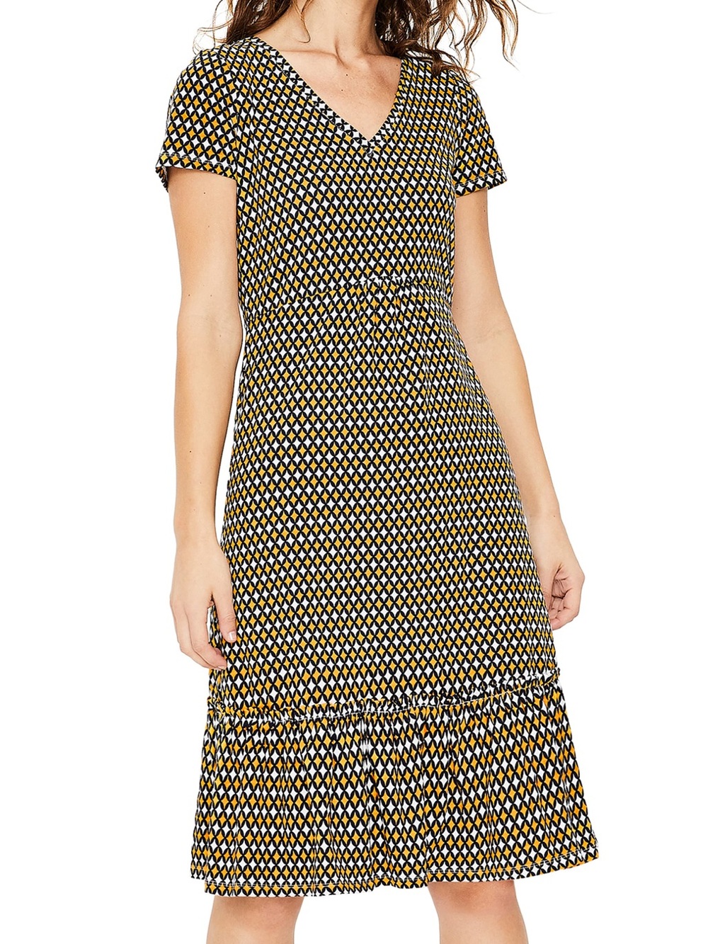 Boden Melissa cotton dress navy geo print size 4R